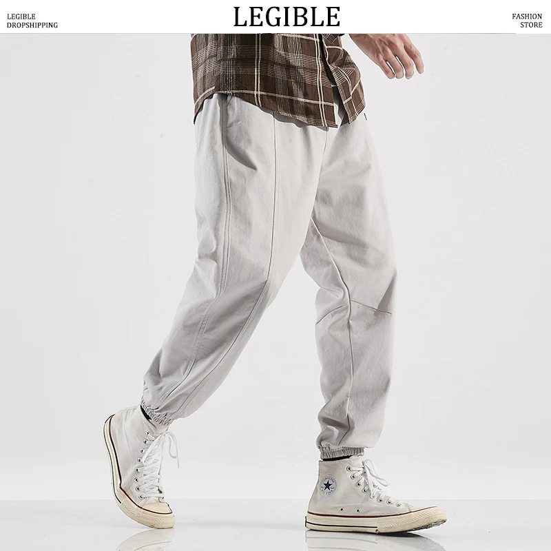 LEGIBLE,, брюки-карго, мужские, одноцветные, s, штаны, эластичная талия, шаровары, хип-хоп, повседневные, свободные, длинные штаны