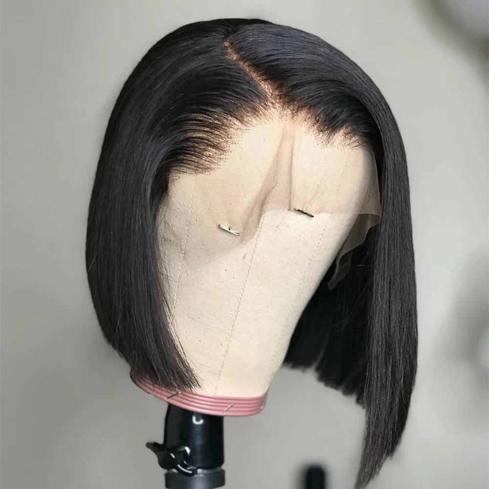 13x4 парик фронта шнурка Remy причёска Боб с прямыми волосами парик настоящие парики из натуральных волос для черных женщин мой первый парик для наращивания у меня фронтальный конский хвост бразильские волосы 8 ''-16''