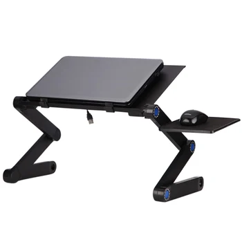 

Adjustable Laptop Folding Desk Table Tray Bed Mouse Holder with Fans for Home PAK55