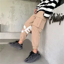 

Hip Hop Men Streetwear Military Pants Patchwork Pocket Side Striped Joggers Sweatpants Cuffed Ankle Length Trousers
