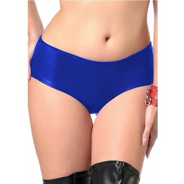 Women Shiny Metallic Faux Leather Panties Hot Pant Dance Bottoms Sexy  Lingerie Mini Briefs Ladies Underwear