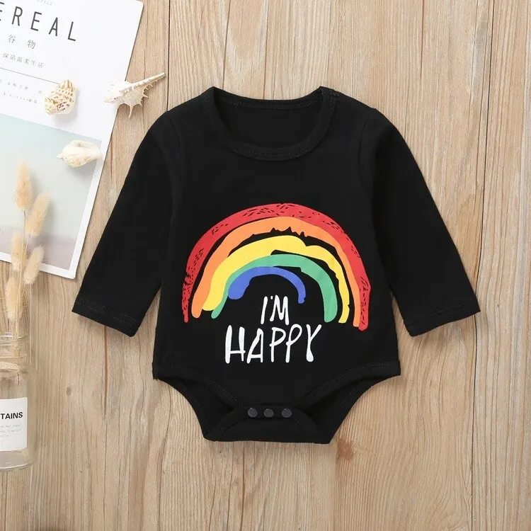 SHUJIN/Одежда для девочек, комбинезон для малышей, комбинезон с длинными рукавами и принтом радуги для маленьких девочек, новинка года, боди для малышей