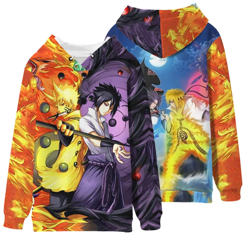 Anime Hoodie NARUTO Uzumaki Uchiha Sasuke Hatake Winter Hooded Sweatshirt Full Color Pullover Couple Women Men Sportswear Coat