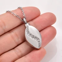 Dropshipping Teardrop Urn Necklaces Stainless Steel Inlay Crystal Keepsake Memorial Cremation Jewelry for Ashes 1