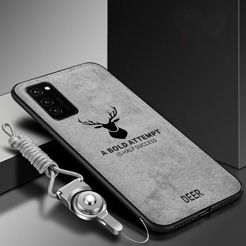 Чехол для Samsung Galaxy A02 A02S A12 A32 мягкий ТПУ + жесткий тканевый защитный чехол с оленем