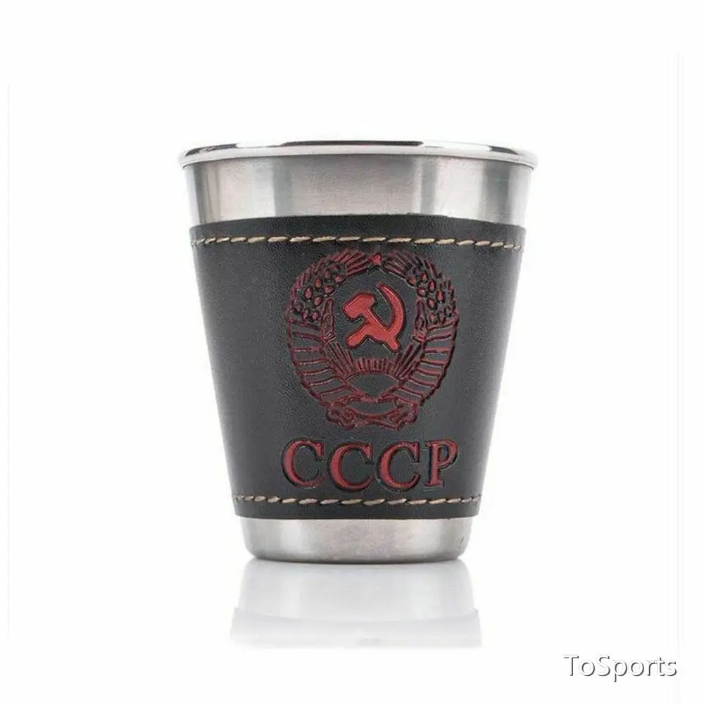

4Pcs/set 70 ML Camping Cup Outdoor Tableware Travel Cups Water Mugs Stainless Steel Wine Beer Cup PU Leather Picnic Hiking Beach
