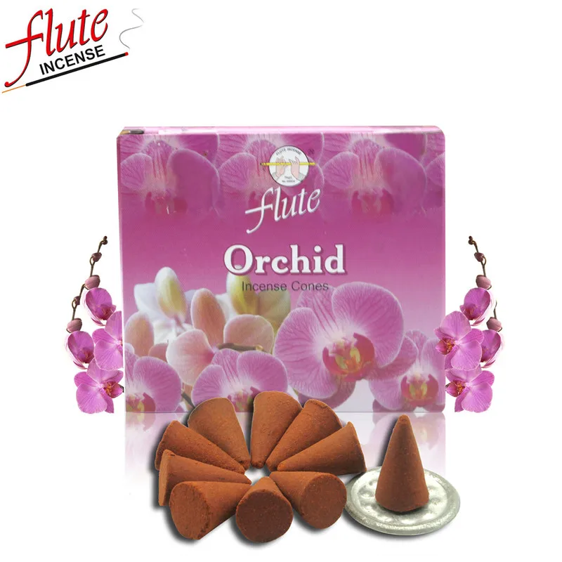 Orchid Флейта 10 конусов/коробка многоцветный индийский конус для благовоний ручной работы цветной дым ароматерапия ароматизатор для дома - Аромат: Orchid