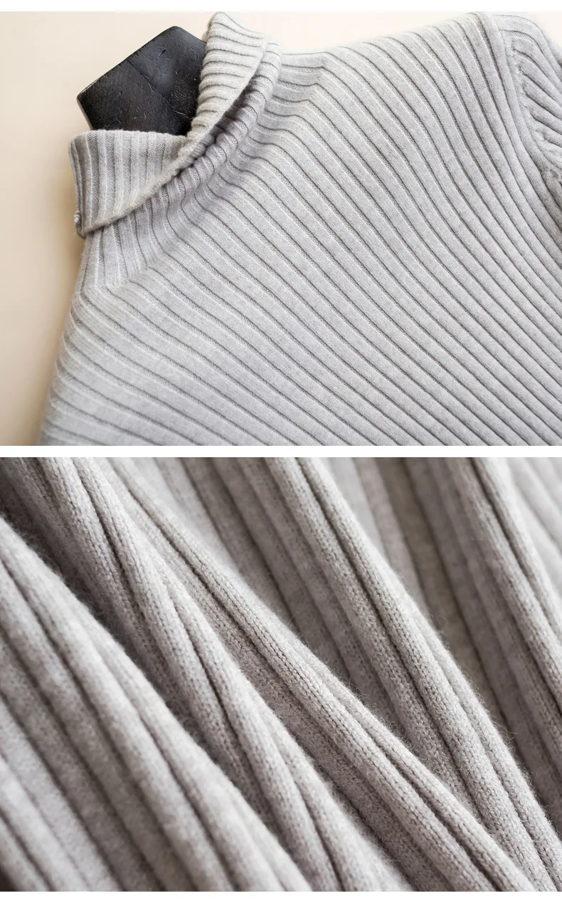 Зимний свитер женский свай воротник тонкий сплошной цвет пуловер короткий абзац джемпер вязаный свитер