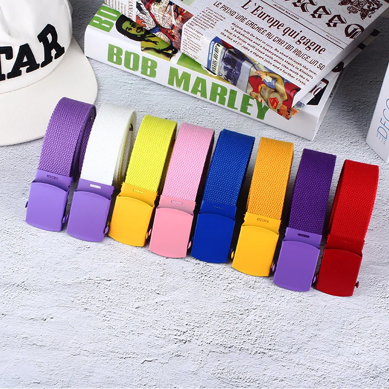

Fashion Black Canvas Belt for Women Casual Female Waist Belts with Plastic Buckle Harajuku Solid Color Long Belts ceinture femme