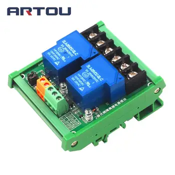 

TWO 2 channel relay module 30A with optocoupler isolation 5V 12V 24V supports high and low level trigger with Guide Rail