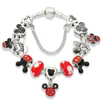 

2020 Cartoon Style Beads Charm Bracelets with Snake Chain Glass Beads Bracelet & Bangles for Women Kids Christmas Jewelry Gift