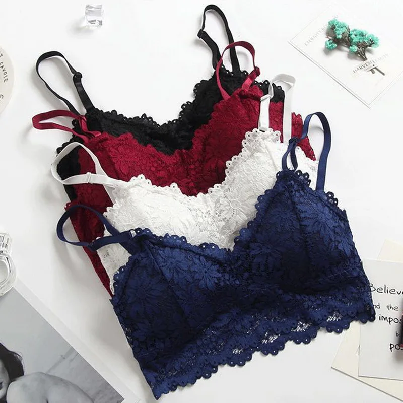 

Wireless Women Bra 2020 New Arrival Full Cup Sexy Lace Push Up Bra For Women Plus Size Soft Bralette Solid Black White Red Bras