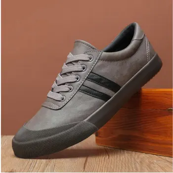 

High quality Fashion Comfortable Men's Black GRAY flats Leather Shoes Men Casual sneaker Shoes A11-51