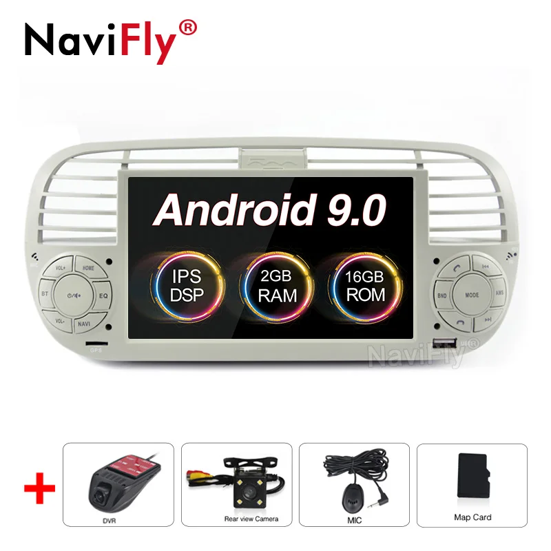 Ips DSP Android 9,0 Автомобильный dvd Радио Аудио мультимедийный плеер для Fiat 500 2007- gps навигация wifi 4G RDS BT SD - Цвет: IPS DSP Camera DVR