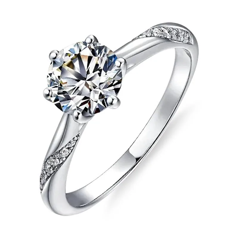 

Sterling 925 Silver Classic Simple Style Ring 1ct 6.5mm Lab Moissanite Diamond Jewelry Anniversary Ring Wedding Ring 18K Gold