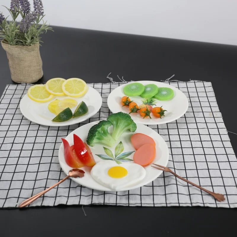 

Round Breakfast Plate Melamine Tableware Western Dish Nordic Style Home Disc Dinner Plate Ceramic Dish SQ