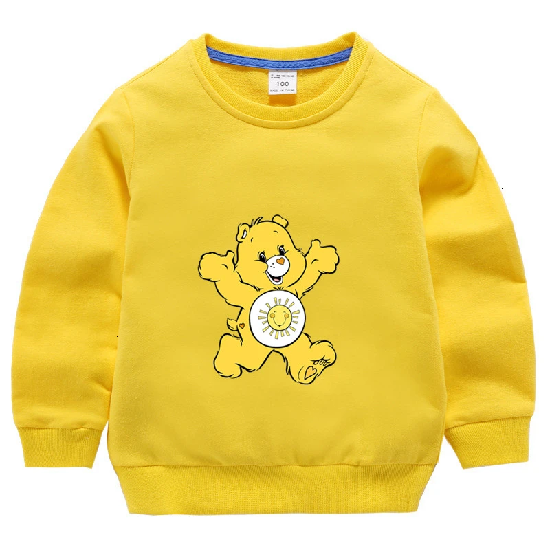 Одежда для мальчиков и девочек Care Bears забавные скрещивающиеся цвет детское модное осеннее топы с круглым вырезом; футболки с изображением мультипликационных персонажей для детей футболка детская толстовка
