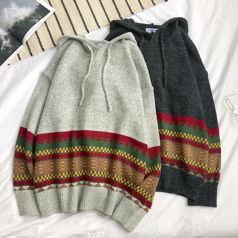 

Tide Season Original Persistent Wind Collision Even Hat Sweater Male Trend Handsome Teenagers Knitting Unlined Upper Garment