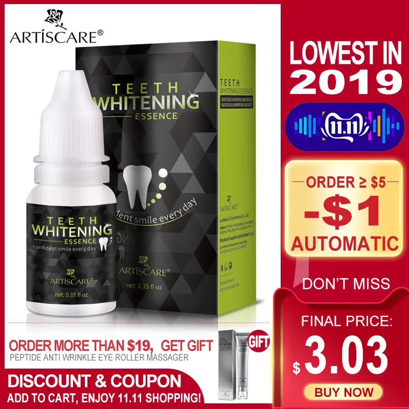 

ARTISCARE Teeth Whitening Essence Oral Hygiene Cleaning Serum Stain Remover Oral Fresh Breath Tooth Liquid Teeth Dental Care