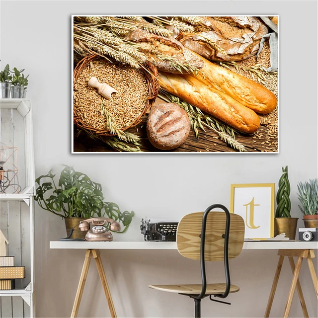 Affiche imprimée sur toile avec image de pain, décor mural esthétique de  cuisine, de boulangerie et de boulangerie - AliExpress