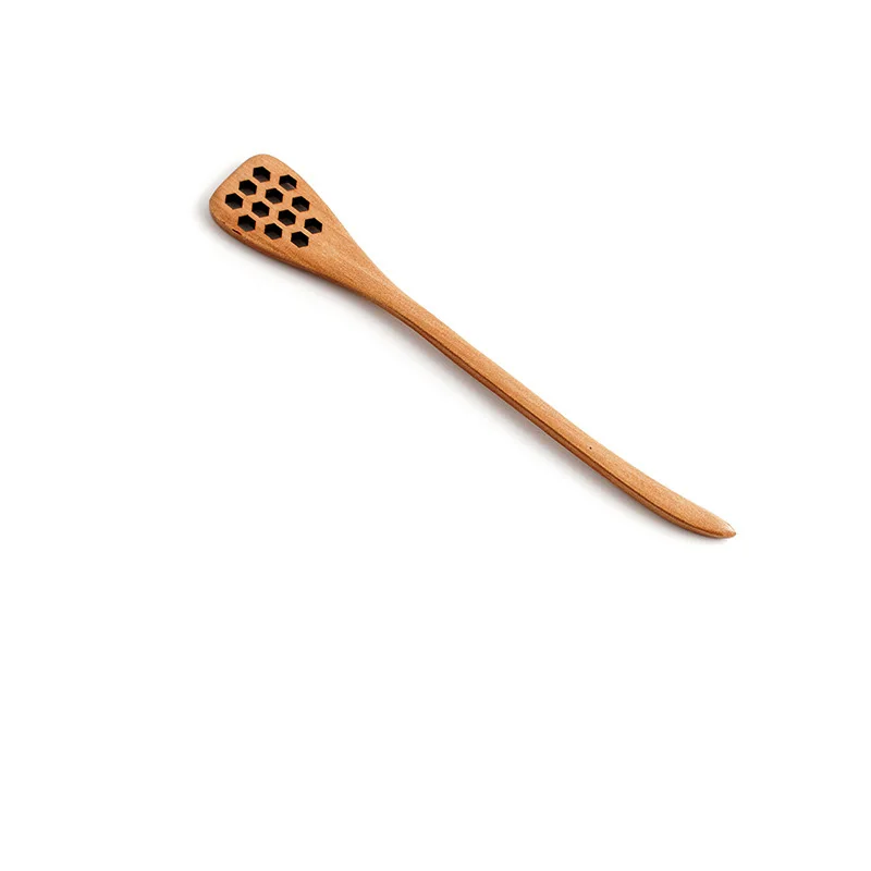 Wooden Spoon Mixing Rice Salad Spoon Long Handle Dessert Condiment Sugar Salt Spice Tableware Kitchen Tools 1 Piece