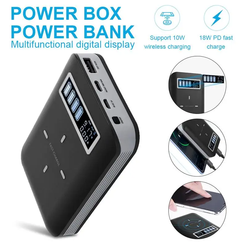 

4X 18650 Usb T Ype-C Power Bank Batterij Lader Case Diy Doos Voor Smart Telefoon MP3 Tablet Pc opladen