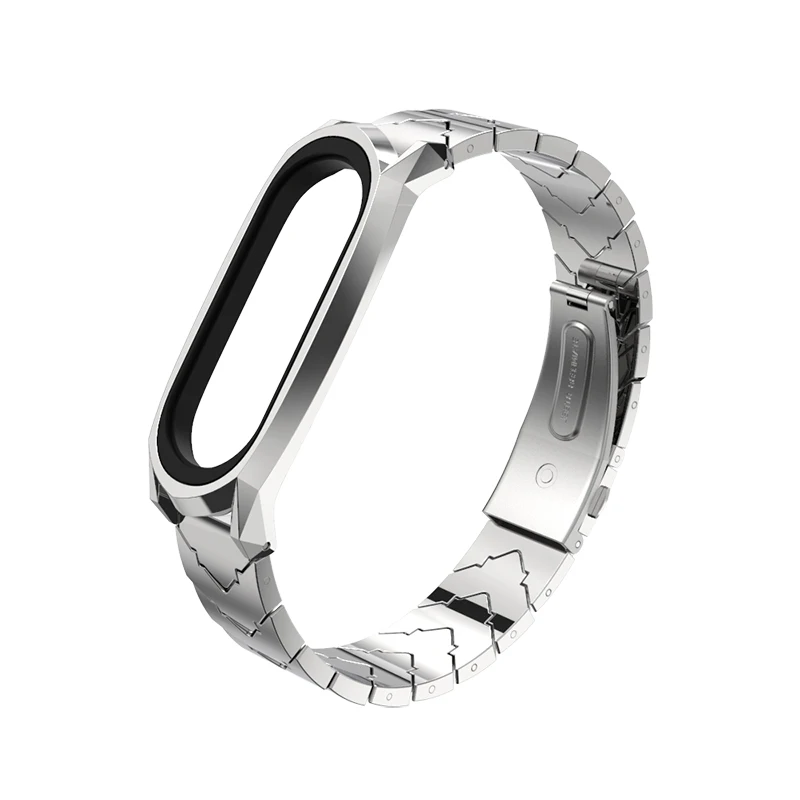 Mi Band 4 ремешок для Xiaomi mi Band 4 металлический браслет из нержавеющей стали для mi band 3 4 наручные Смарт-часы дизайн от mi jobs - Цвет: V Style Silver