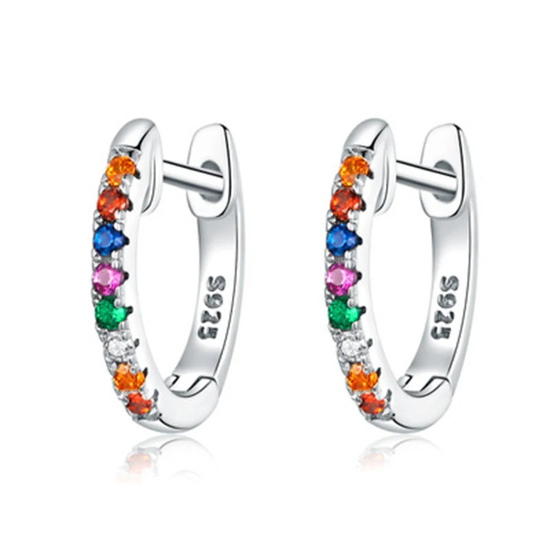 silver ZG серьги-гвоздики 925 пробы серебряные круглые женские серьги цветной, с кубическим Цирконом серебряные ювелирные изделия серьги Модные ювелирные изделия - Окраска металла: silver