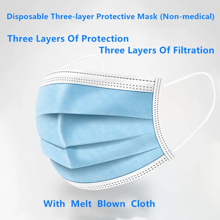 200Pcs/100Pcs/50Pcs/20Pcs Mask Disposable Non Wove 3 Layer Ply Filter Mask Mouth Face Mask Breathable Earloops Masks