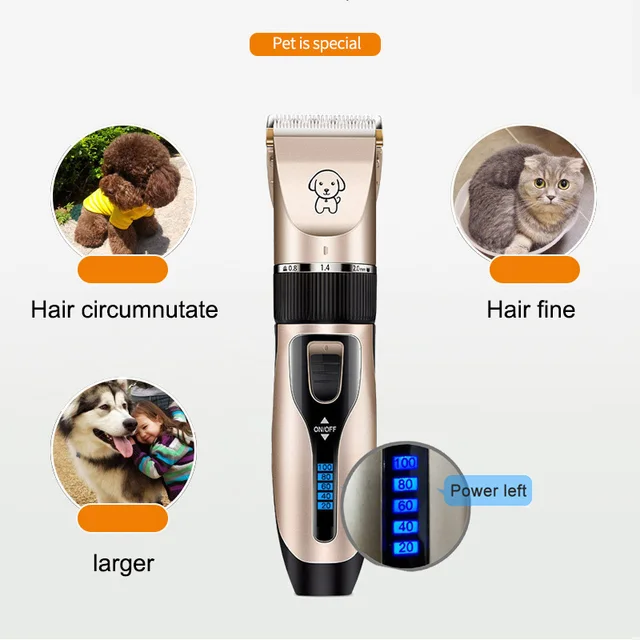 Clipper For Dog Clippers Dogs Grooming Clipper Kit USB Professional Rechargeable Low-Noise Pets Hair Trimmer Display Battery 4
