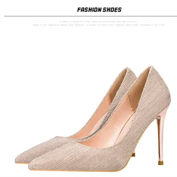 

Spring/Autumn new fashion shiny wedding shoes high heel stiletto large size shallow mouth pointed sexy banquet women's shoes