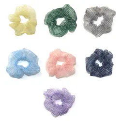 2019 платье из органзы с принтом в клетку Scrunchies Для женщин эластичные резинки для волос Головные уборы резинка для волос для девочек