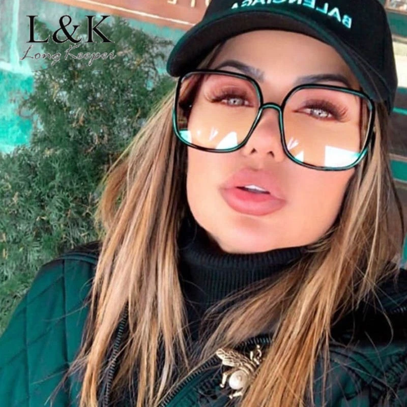 Gafas cuadradas gran tamaño para mujer, lentes ópticas transparentes, estilo Retro, Vintage, novedad de 2021 _ - AliExpress Mobile