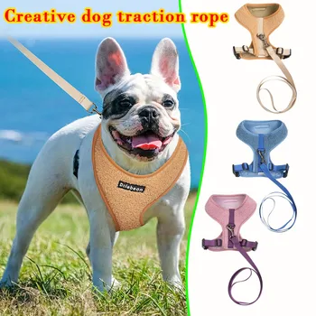 

Winter New Pet Dog Plush Warm Vest Traction Rope Chest Strap Teddy Cashmere Leash Set For Small Dogs Pet Collar Fleece X,M,L,XL