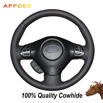 

APPDEE Black Genuine Leather Steering Wheel Cover for Subaru Forester 2008-2012 Impreza 2008-2011 Legacy 2008-2010 Exiga 2