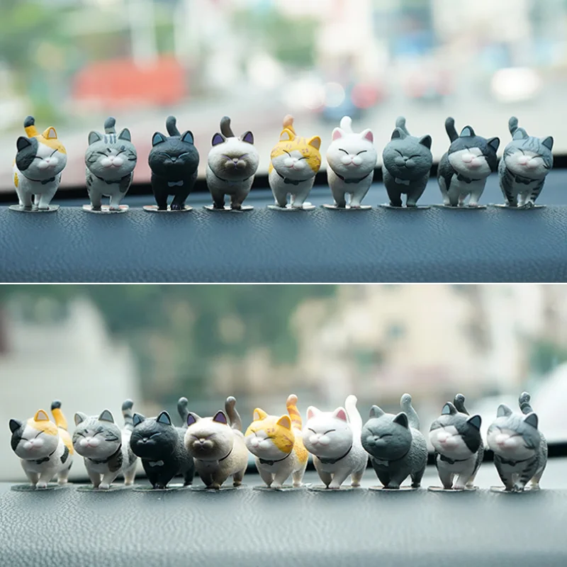 9Pcs 자동차 장식 고양이 회전 머리 인형 키티 크리 에이 티브 자동 장식품 장..