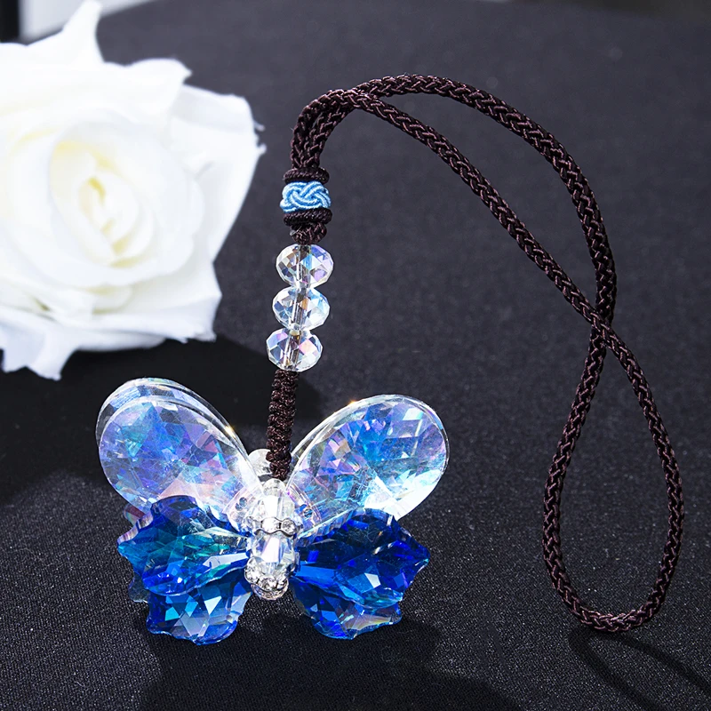 H& D 2 цвета хрустальные призмы бабочка Suncatcher украшения автомобиль подвесной Кулон Коллекция дома Свадебные украшения Рождественский подарок