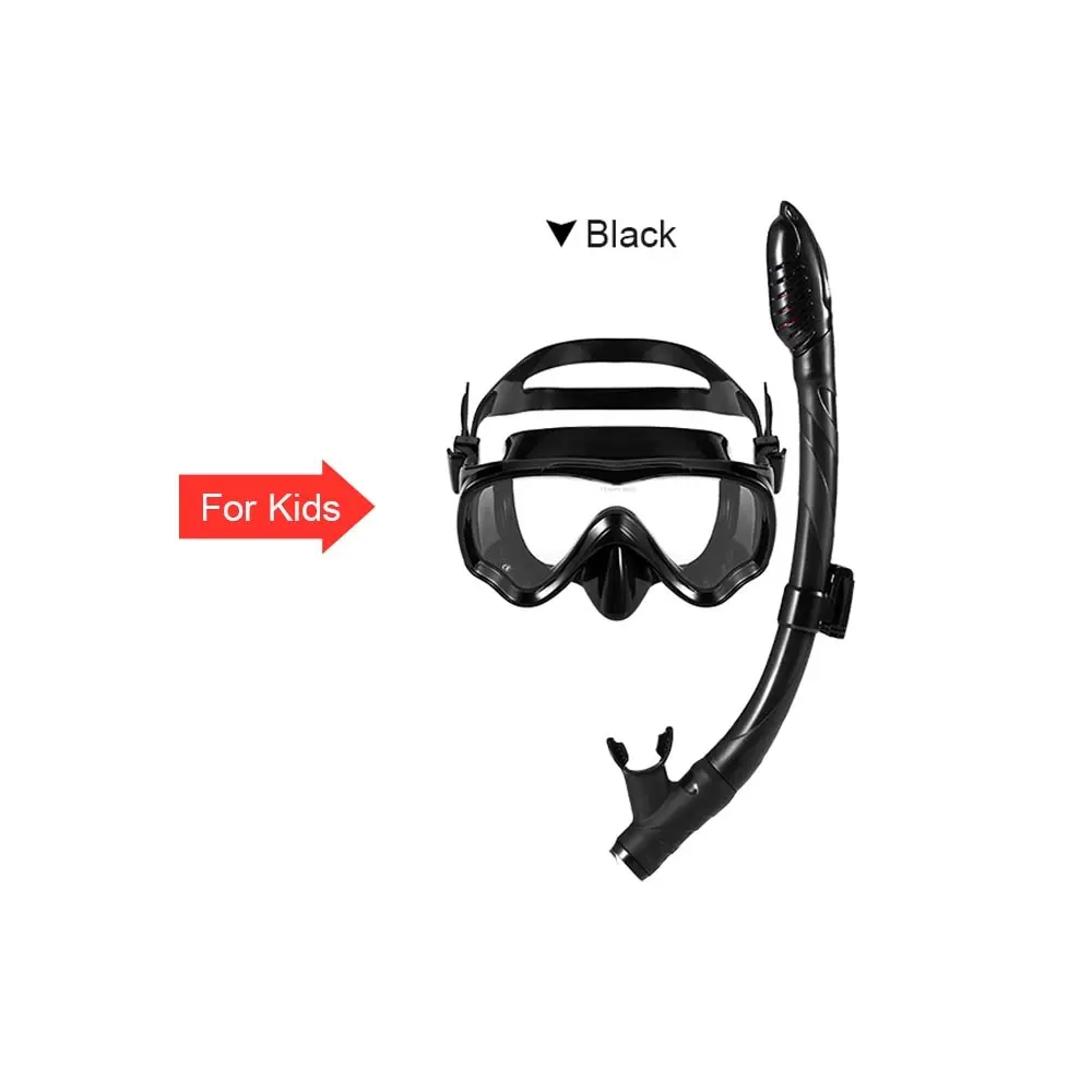 black for kids Lixada, детская маска для подводного плавания, набор трубок, маска для подводного плавания, очки для дайвинга, плавания, легкое дыхание, сухая трубка - Цвет: black for kids