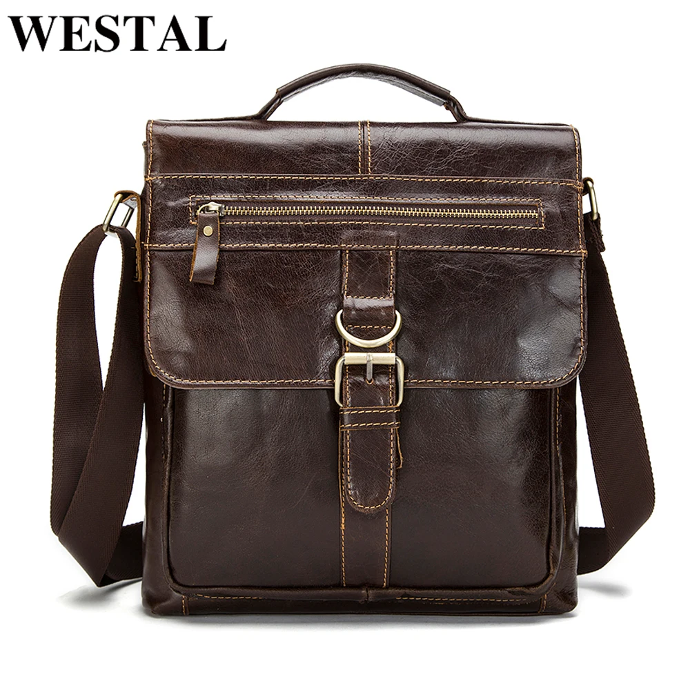 

WESTAL Messenger Bag Men Shoulder Bag Genuine Leather Male Man Casual Tote men's Crossbody bags For men leather Handbags 1292