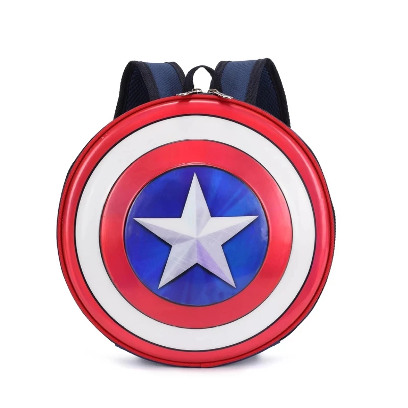 

2023 Captain America's Shield Children Backpack Cartoon Mini Schoolbag Round fashion waterproof Sports Pack