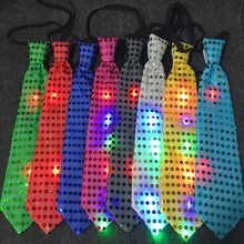 Unisex Shinning Bow LED Sequins Tie Flashing Light Up Stage Performance For Men Woman Bowknot Paillette Party Shiny Tie Gift