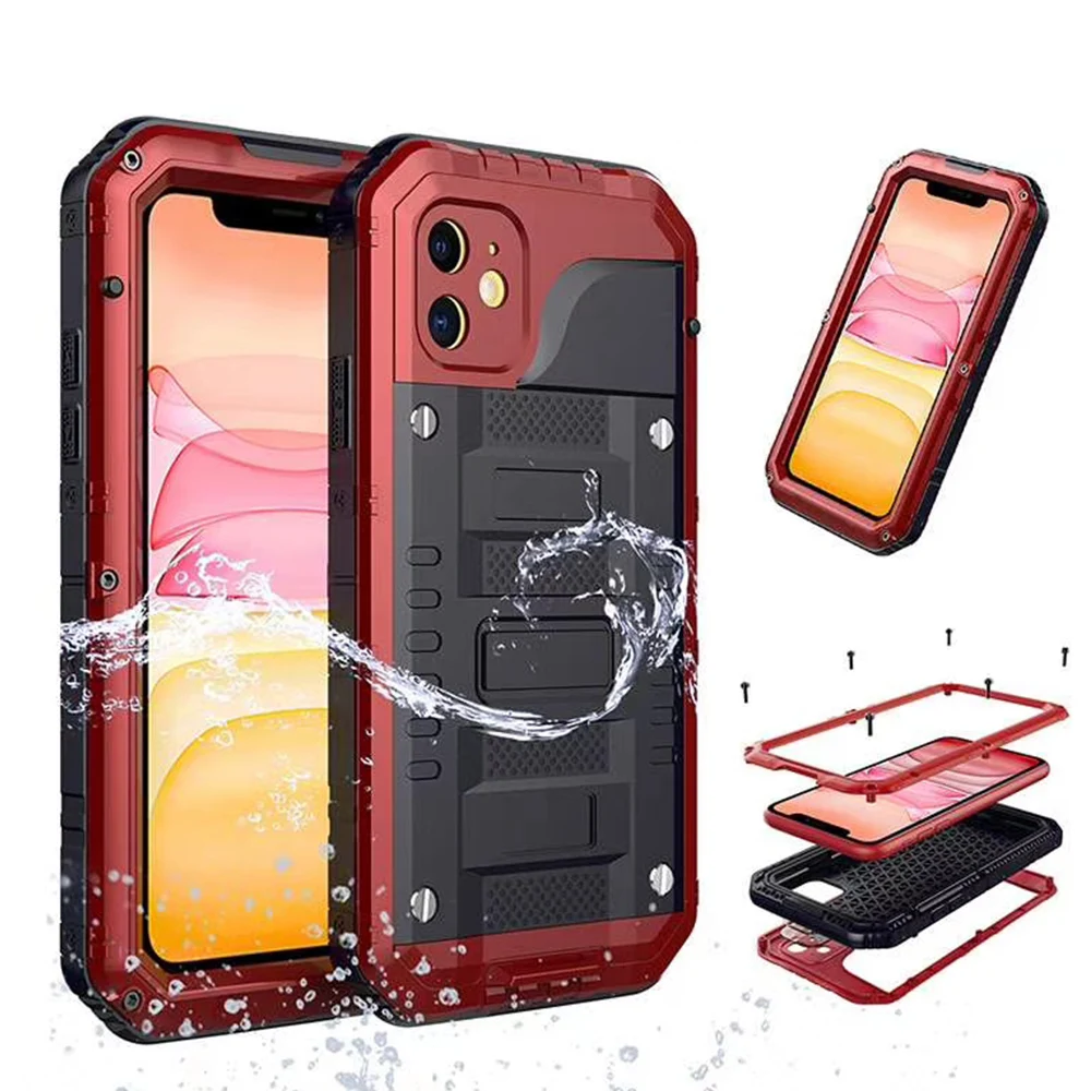 Водонепроницаемый чехол для телефона iPhone 11 11Pro Max Металлический Алюминиевый