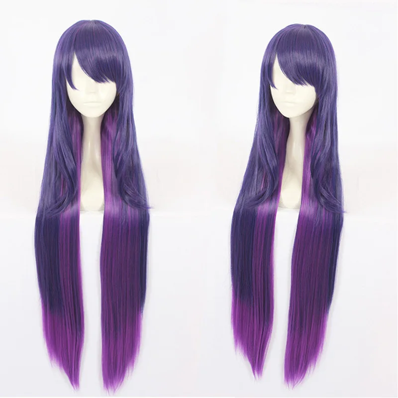 

New Game LOL Syndra Character Cosplay Wigs 90cm Long Purple Heat Resistant Synthetic Hair Perucas Cosplay Wig + Wig Cap
