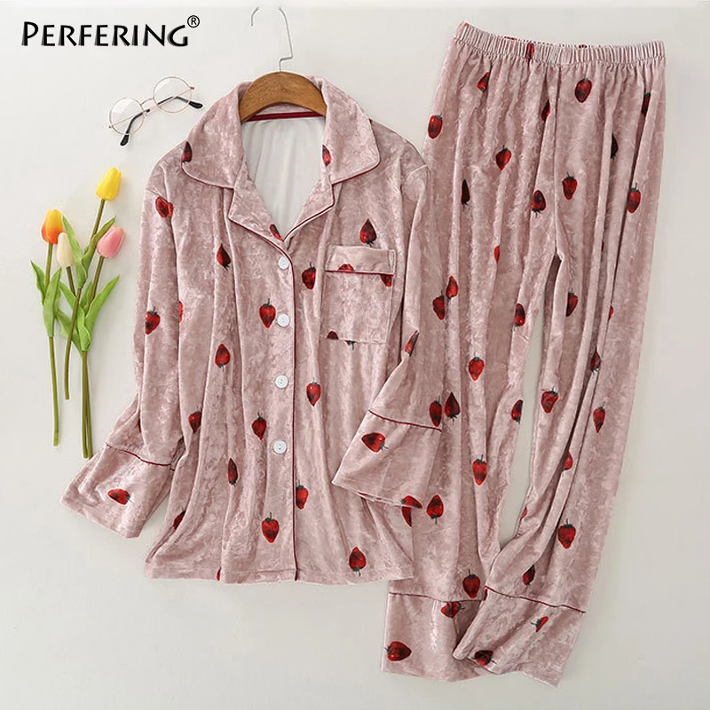 Perfering/комплект из 2 предметов; теплые зимние пижамы; фланелевые пижамы с длинными рукавами; термобелье; одежда для сна; домашняя одежда; толстый домашний костюм