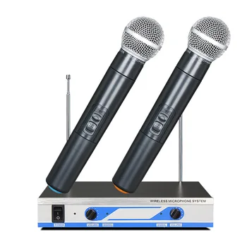 

MV-1800 Dual VHF Wireless microphone System Cordless Handheld Receiver for Kareoke microphone Professional Party KTV Studio EU P