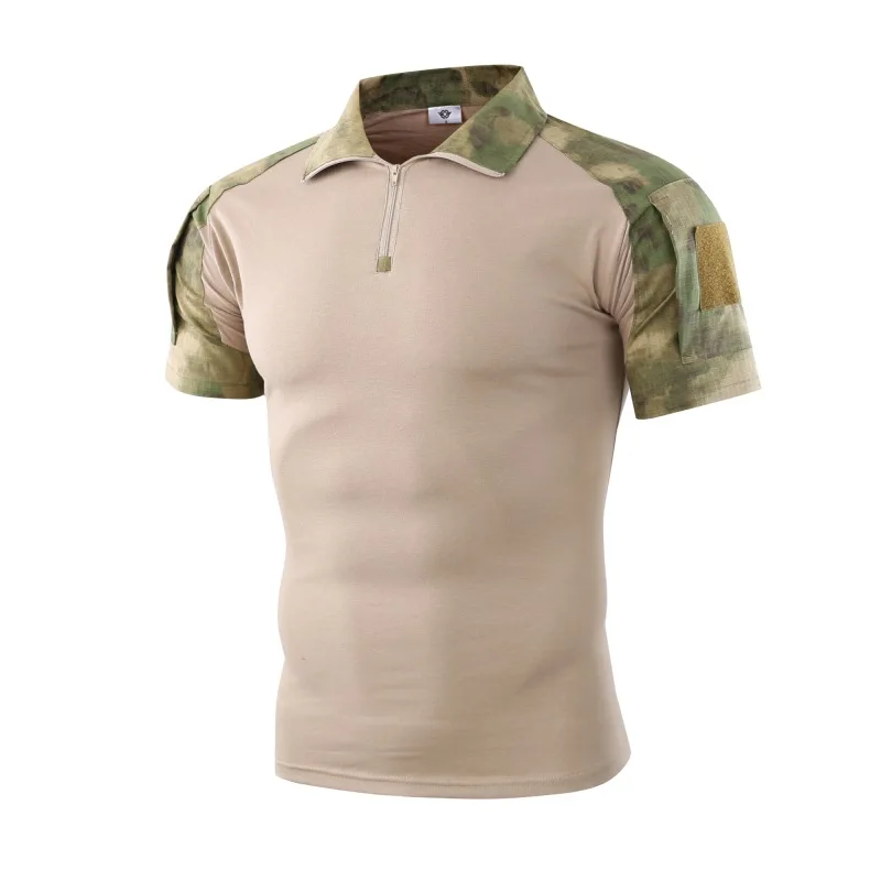 Green camouflage Мужская Уличная Тактическая Военная камуфляжная футболка дышащая армейская Футболка США быстросохнущая охота на Камо походные тройники - Цвет: Green camouflage