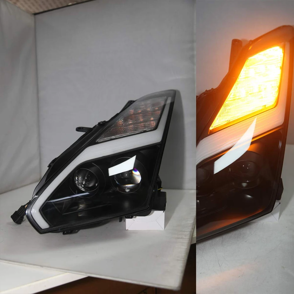 1 пара светодиодный налобный светильник для NISSAN для GT-R R35 GTR R35 SN 2009- год передние лампы головной свет дневной ходовой светильник