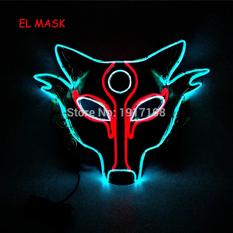 Лидер продаж EL Wire светящаяся маска Nenon светильник костюм маска светодиодный Вечерние Маски для страшной тематики косплей маска украшение - Цвет: mask 34