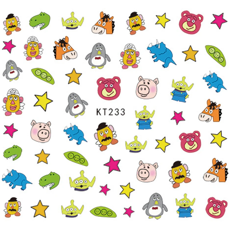 Для детей в мультяшном стиле, наклейки для ногтей с забавными животными(кролик кошки леденец наклейки для ногтей наклейки с окружающей средой