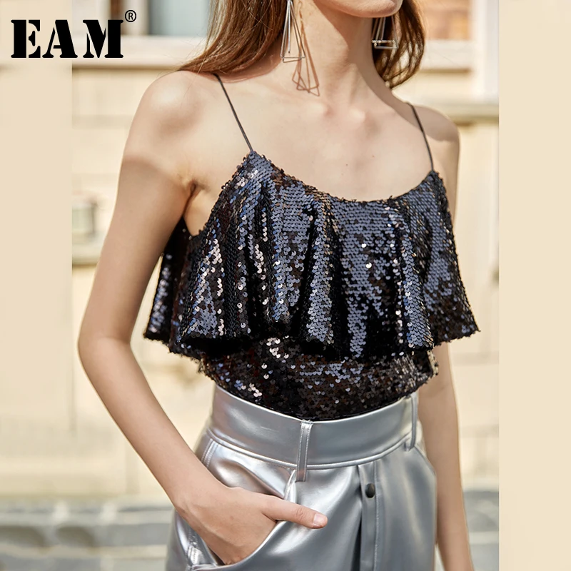 sequin ruffle top